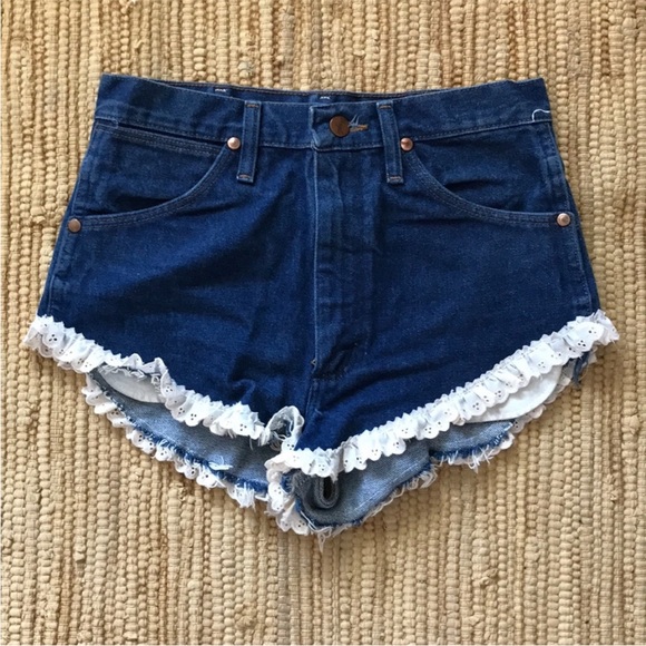 Anthropologie Pants - FREE PEOPLE X VINTAGE WRANGLER DENIM SHORTS LACE